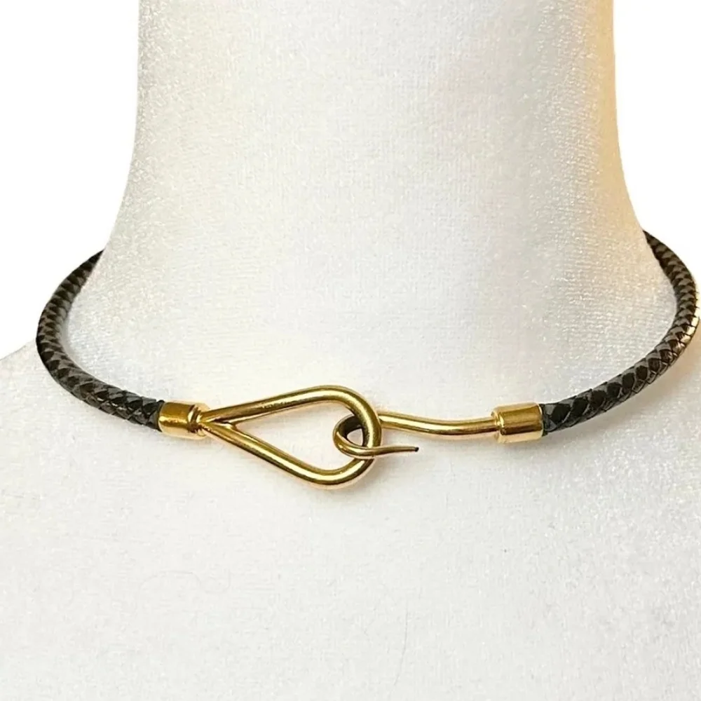 Hermes Gold Jumbo Hook Double Wrapped Bracelet Or Choker - Picture 6 of 7